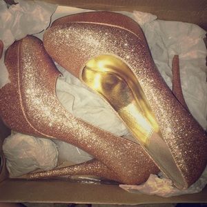 Golden Glitter Platform Heels
